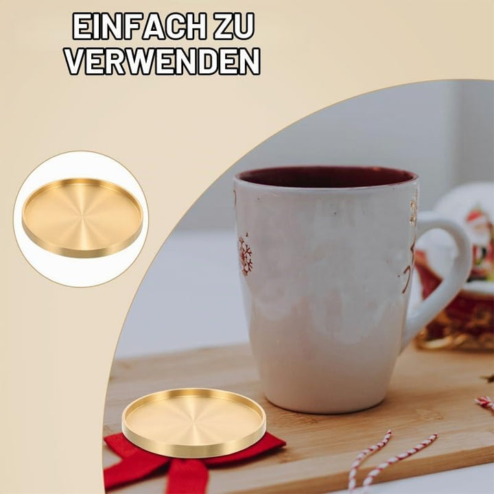 Gold-Untersetzer, 2Stück Teematte aus Messing, 7,5cm Grosses Teetablett, Getränke Isoliermatte, Wied