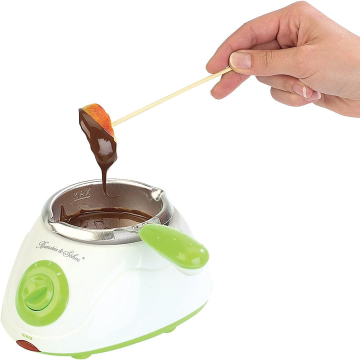 Rosenstein & Söhne Chocolatiere: Elektrische Chocolatière, Schokoladen-Schmelztopf-Set mit 32 Teilen