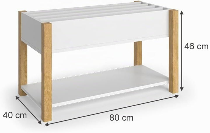 Kinderregal Malia, Weiss, 80 x 46 cm, zur Aufbewahrung von Spielzeug und Büchern freistehend, Weiss