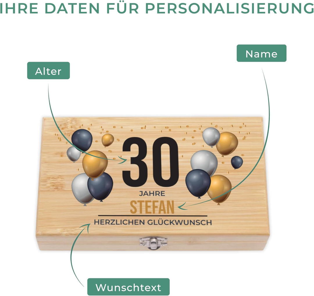 LAUBLUST Weinöffner Set Personalisiert mit Wunschtext - 5er Weinzubehörset als Geschenk zum Geburtst