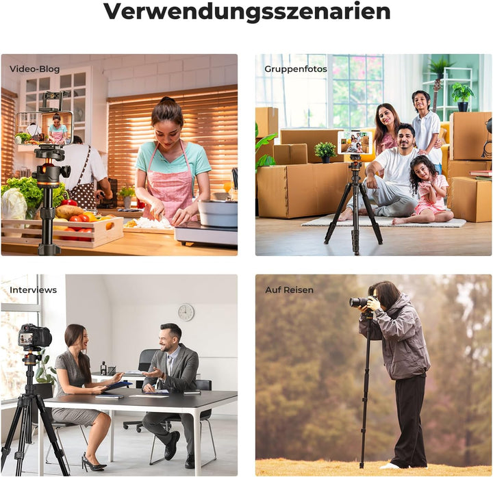 K&F Concept Kamera Stativ,192cm Stativ für Smartphone,Stativ Kamera Tripod O275A5+BH-36,Handy Stativ