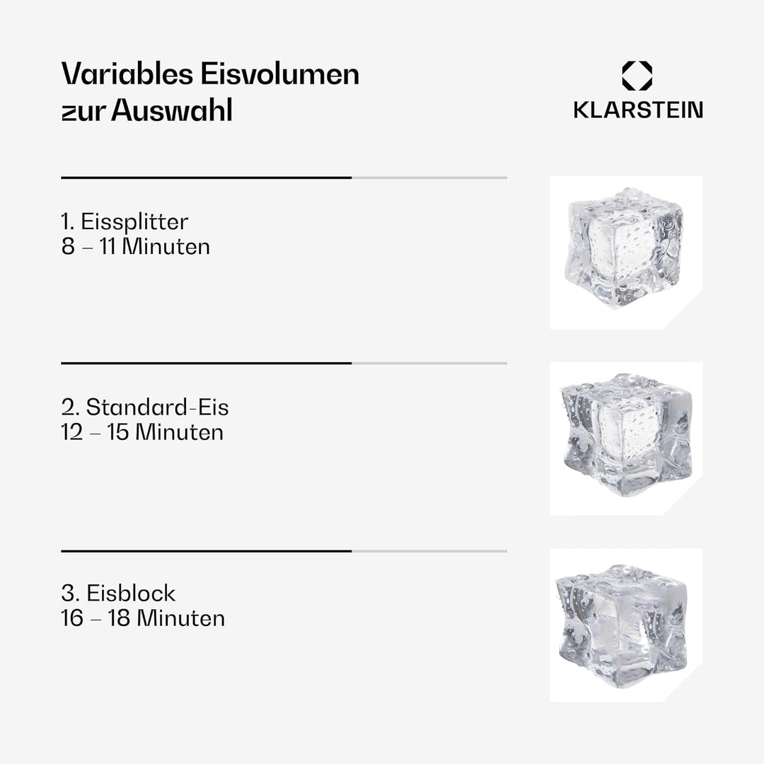Klarstein Glacial Eiswürfelmaschine - 45 kg/24 h, 370 W Kompressor, 15 kg Behälter, Multitouch-Panel