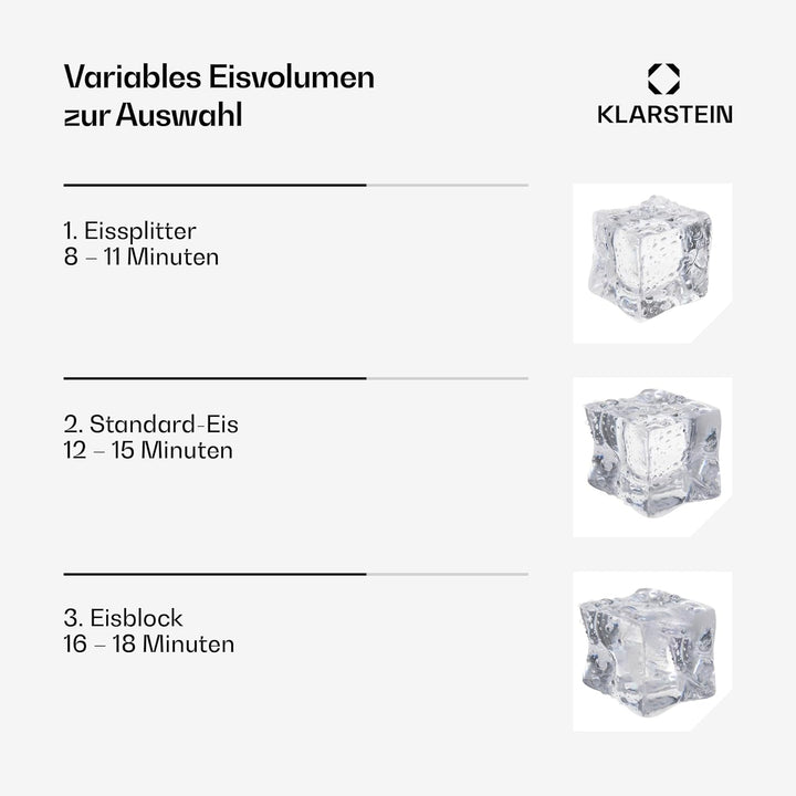 Klarstein Glacial Eiswürfelmaschine - 45 kg/24 h, 370 W Kompressor, 15 kg Behälter, Multitouch-Panel