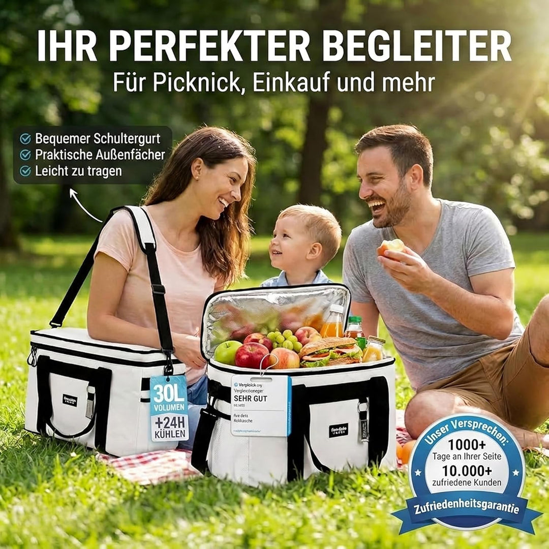 Kühltasche faltbar zum Einkaufen & Picknick - Kühltasche gross Auto als Thermotasche & Picknicktasch