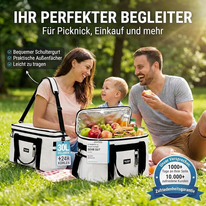 Kühltasche faltbar zum Einkaufen & Picknick - Kühltasche gross Auto als Thermotasche & Picknicktasch