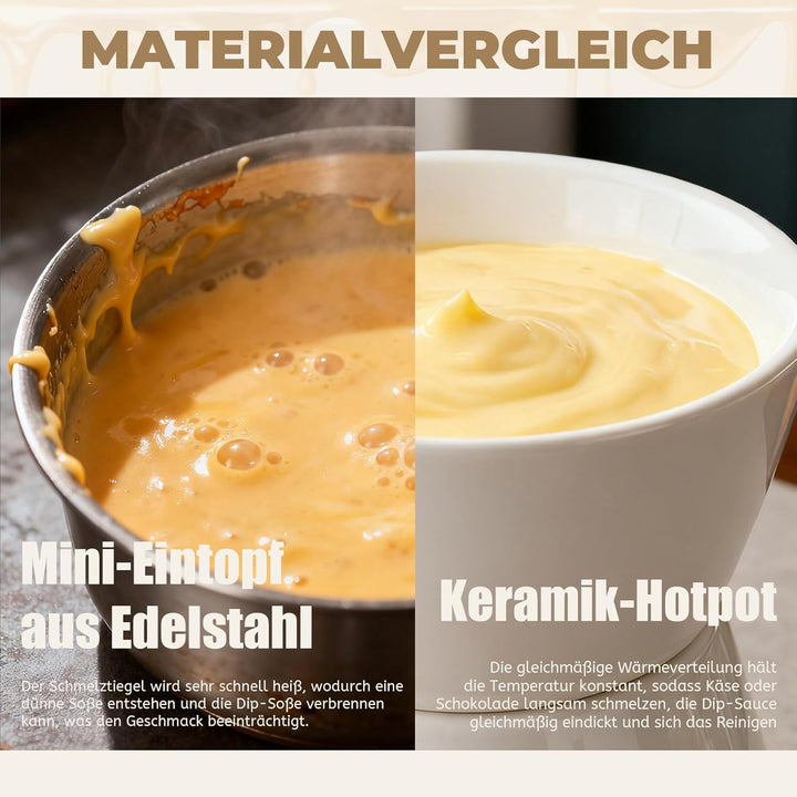 Keramik Schokofondue Tasse Schokoladenfondue Sets, Schoko Fondue Tassen, mit 4 Gabeln, Chocolate Fon
