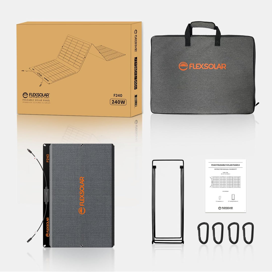 FlexSolar Solarpanel Faltbar 240W, IP67 Wasserdichtes Tragbares Solarpanel kit mit 20V-28V DC Ausgän