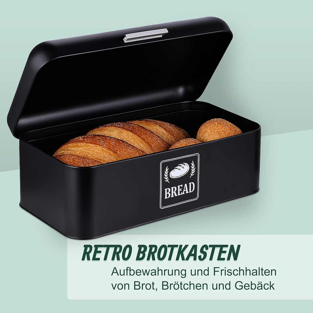 Relaxdays Brotkasten, Brotbox mit Deckel & Griff, HBT: 16,5x30x19 cm, Brot aufbewahren, Brotkiste Re