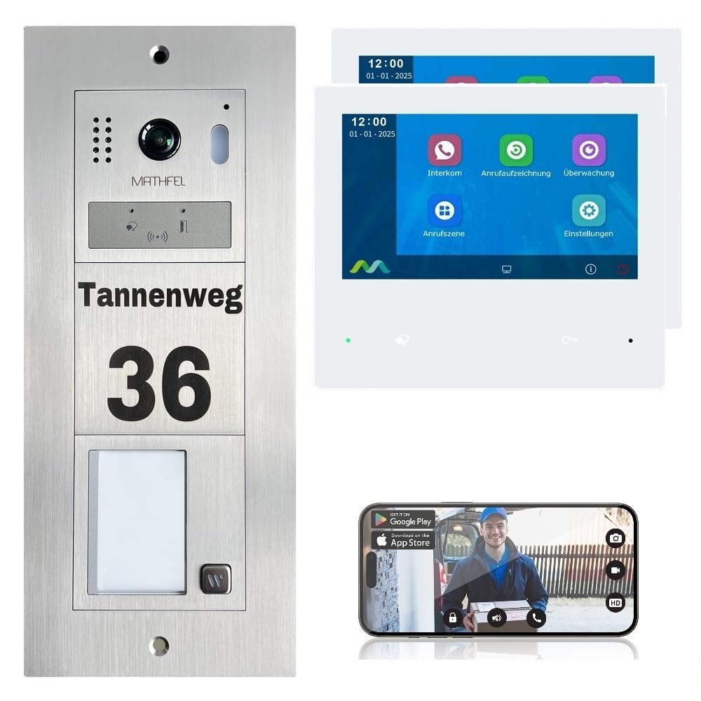 MATHFEL 2-Draht-Bus WLAN Video Türsprechanlage - Personalisierte Aussenstation inklusive Gravur, ide