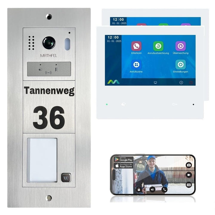 MATHFEL 2-Draht-Bus WLAN Video Türsprechanlage - Personalisierte Aussenstation inklusive Gravur, ide