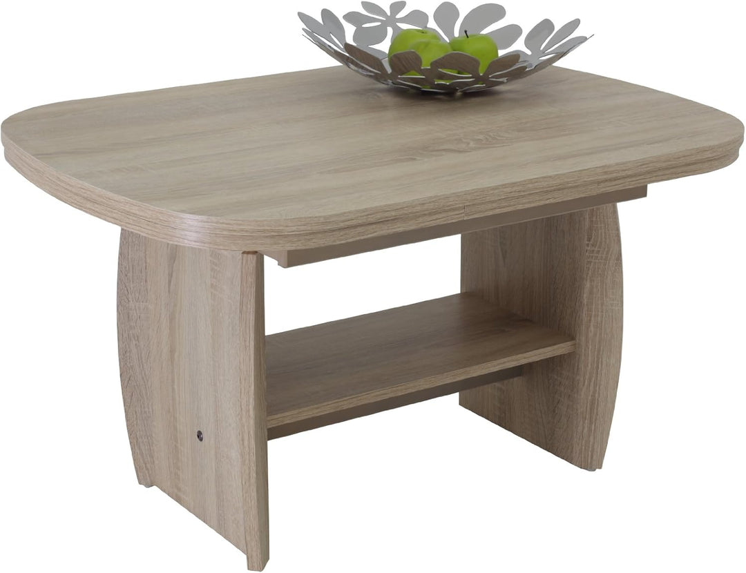 Hela Tische, Funktionscouchtisch Michael, Holzoptik melaminbeschichtet, Dekor Sonoma Eiche, ausziehb