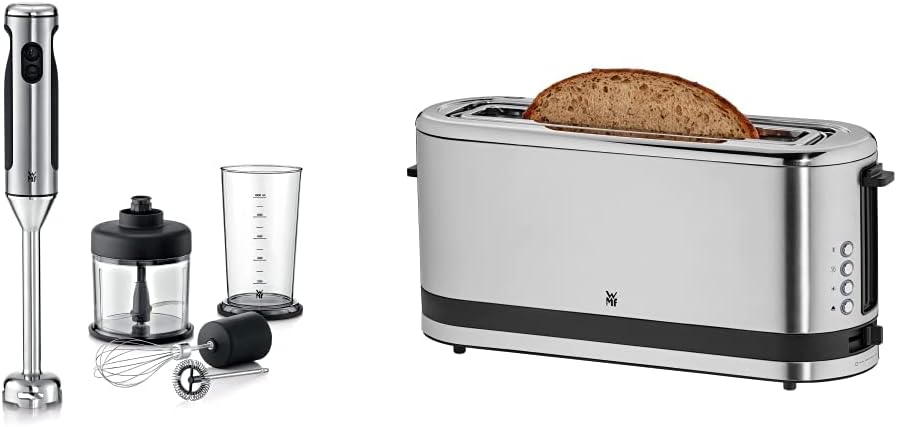 WMF Lineo Edelstab Stabmixer 4 in 1: Pürierstab, Schneebesen, 700 Watt, inkl. Mixbehälter (1l), crom