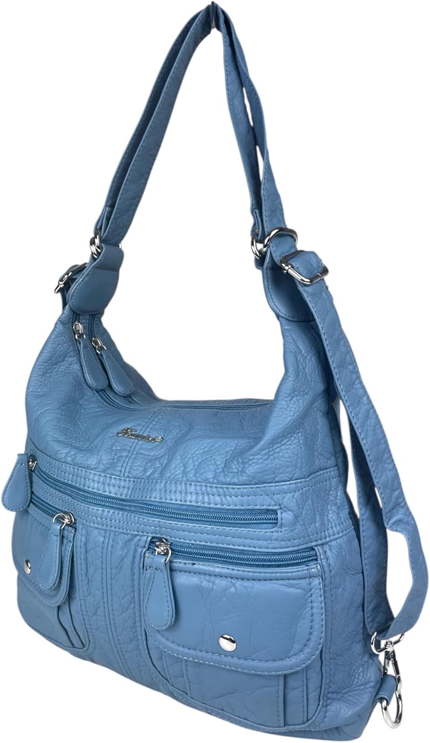 Rucksacktasche I 2in1 Damen Rucksack und Handtasche in Einem I Schultertasche einfarbig uni und bati