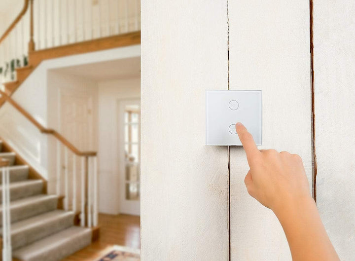 Luminea Home Control Touch Lichtschalter: 2er-Set Touch-Doppel-Lichttaster, komp. zu Alexa & Google