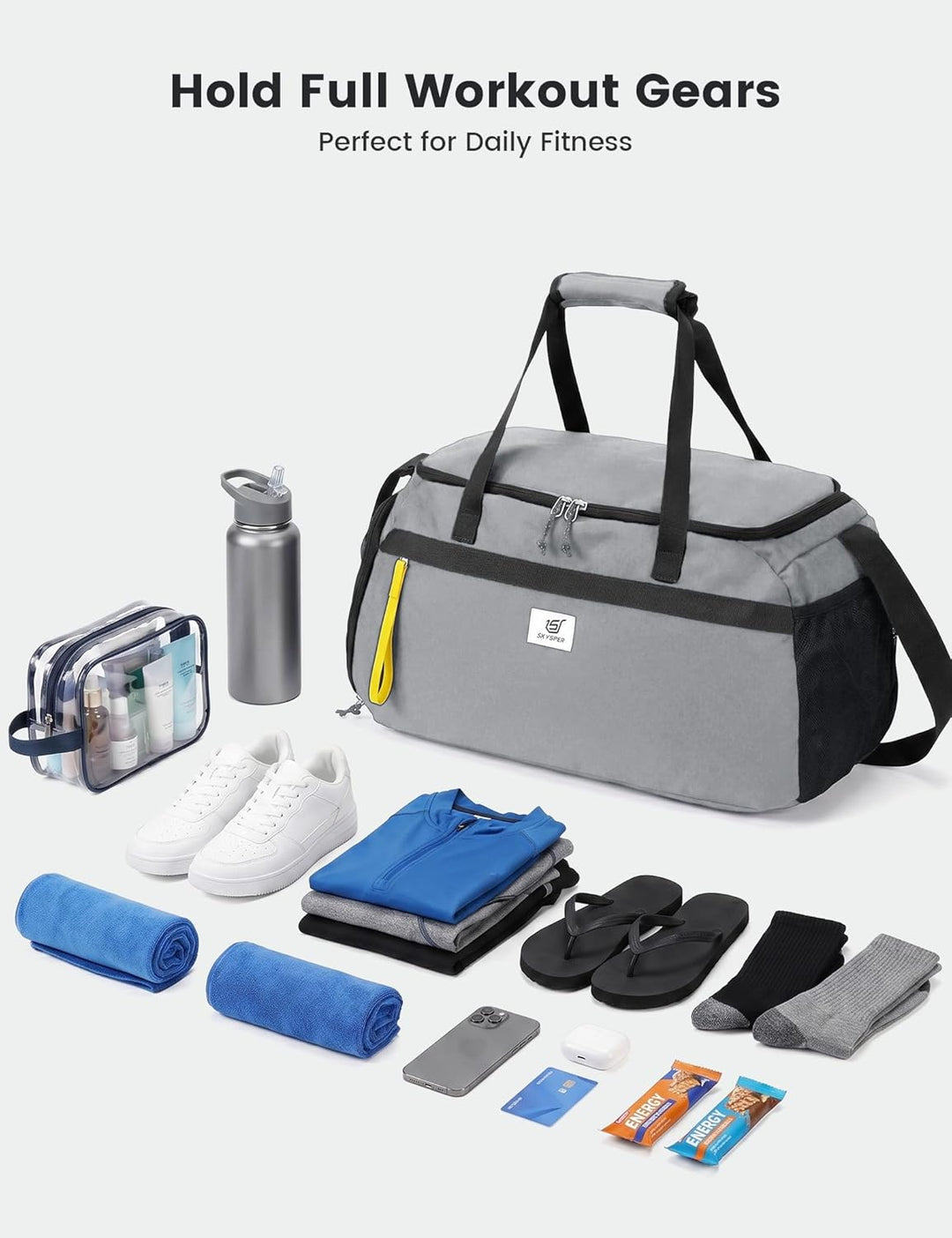 SKYSPER 35L Sporttasche & Reisetasche für Damen Und Herren - mit Schuhfach & Nassfach, Gym Bag & Tra