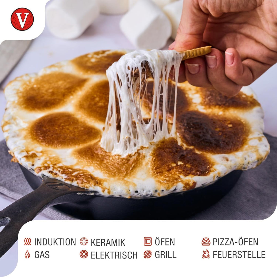 VICTORIA Bratpfanne Emaillierte Gusseisenpfanne Induction 16,5cm Bratpfanne Geeignet für Feuer, Gril