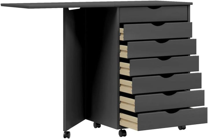 Mobiler Aktenschrank Lagerschrank mit Schreibtisch Beistellschrank mit Rollen für Wohnzimmer Schlafz