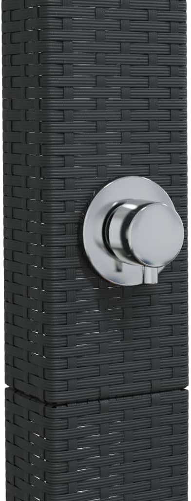 Faroom Rattan Gartendusche mit 180° Regenduschkopf Grosser Pooldusche mit Lattenboden Outdoor Dusche