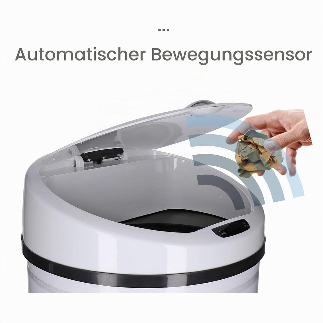 Automatischer Mülleimer mit Sensor 30-60 Liter - rostfreier Abfalleimer mit Bewegungssensor und Klem