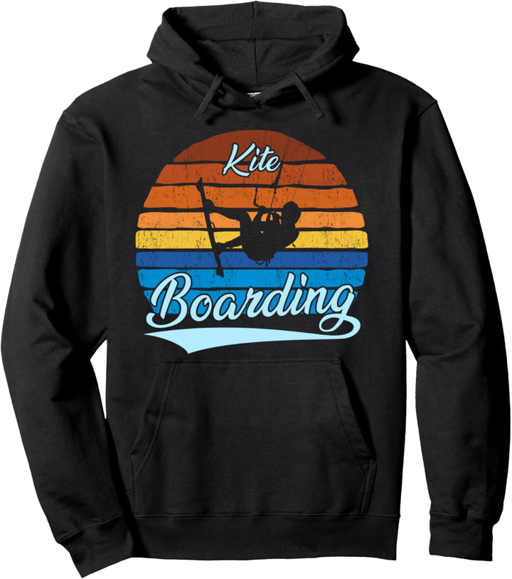 Vintage Sunset Kite Boarding Pullover Hoodie