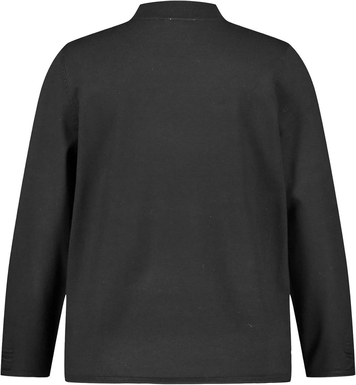 Samoon Damen Pullover mit Turtleneck Langarm unifarben 42 Grosse Grössen Schwarz, 42 Grosse Grössen