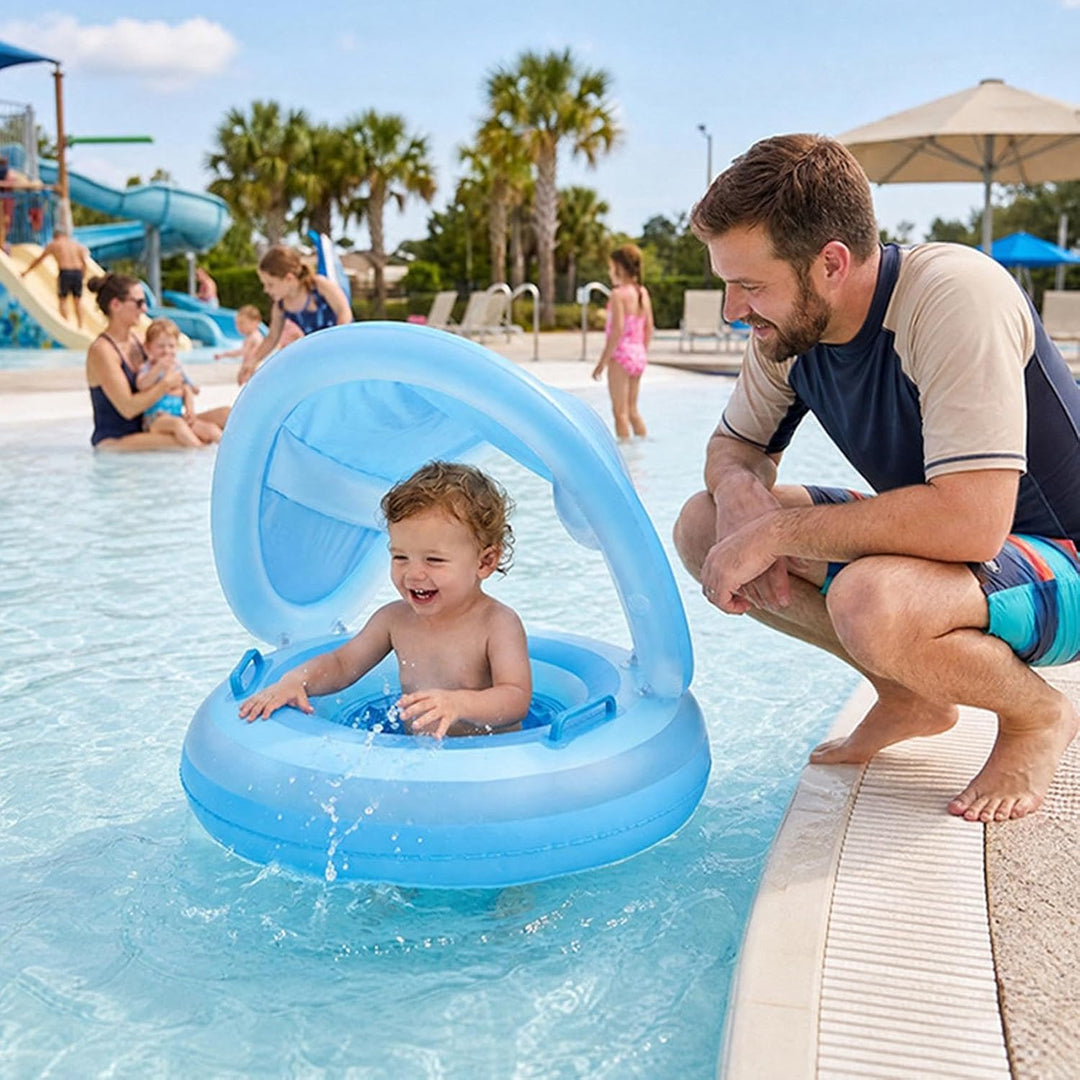 Kinder Schwimminsel mit Sonnendach | Wasserdicht tragbar aufblasbar - Verstärkte Schwimmhilfe,für Ki