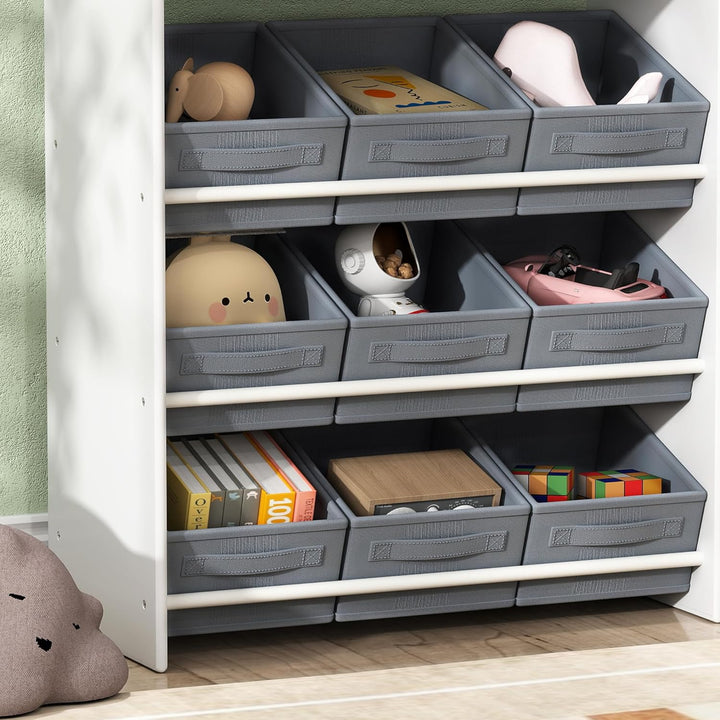AIYAPLAY Kinderregal mit 11 Aufbewahrungsboxen Bücherregal für Kinder Spielzeug-Organizer Kinderzimm