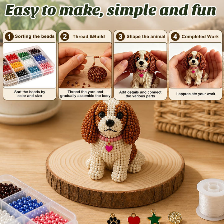 3D-Perlen-Tier Bastelset, Mini 3D Perlen Tier Bastelset, Tiny 3D Beaded Animal DIY Kit, 3D Perlentie