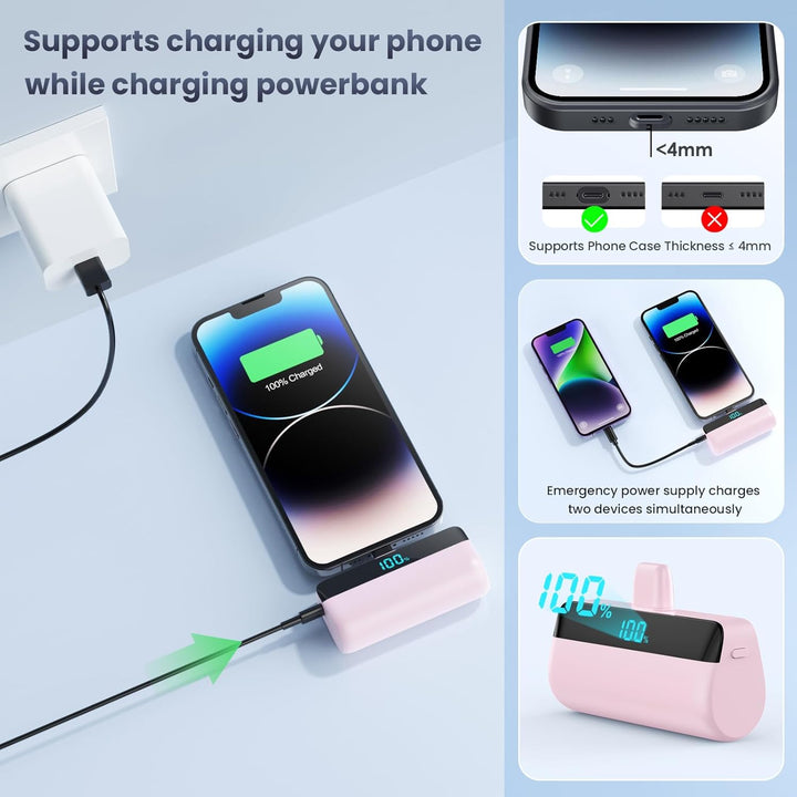 Feob Mini Powerbank für iPhone 5200mAh, 20W PD Schnelles Aufladen Power Bank Klein Ultrakompakter mi