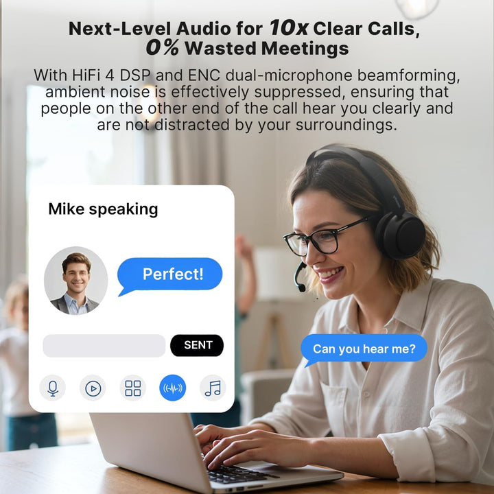NEARITY EP320 Wireless Headset mit Mikro für Arbeit, Bluetooth-Headset mit Geräuschunterdrückung, US