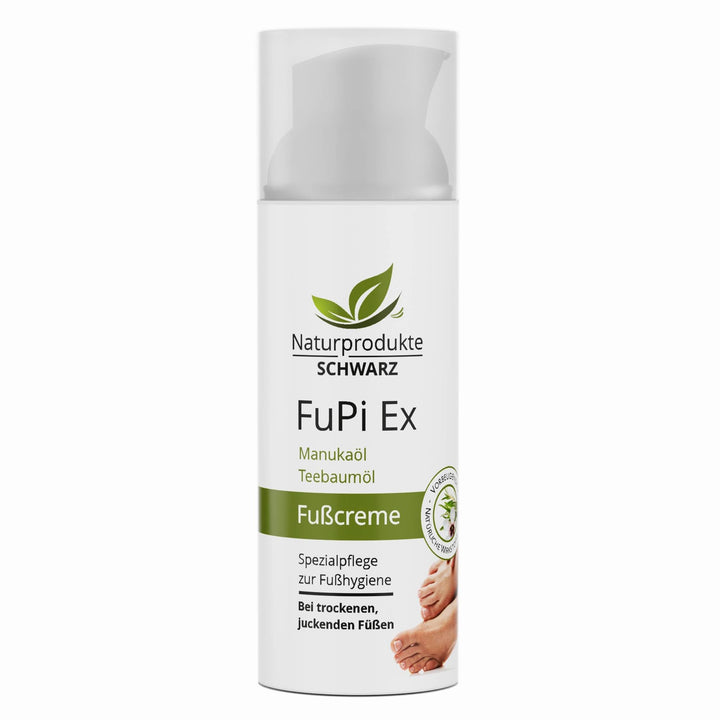 Naturprodukte Schwarz - FuPi Creme - Mit Teebaumöl und Manukaöl - Zur Fusshygiene - Hautpflege bei J