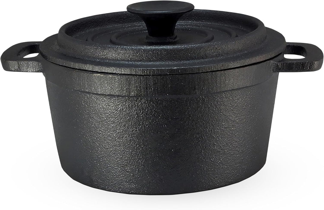 Gusseisen Topf mit Deckel 14 cm - Grilltopf Eisentopf Kochtopf Schmortopf Bräter Topf 14 cm, Topf 14