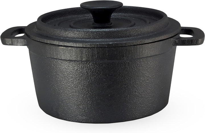 Gusseisen Topf mit Deckel 14 cm - Grilltopf Eisentopf Kochtopf Schmortopf Bräter Topf 14 cm, Topf 14