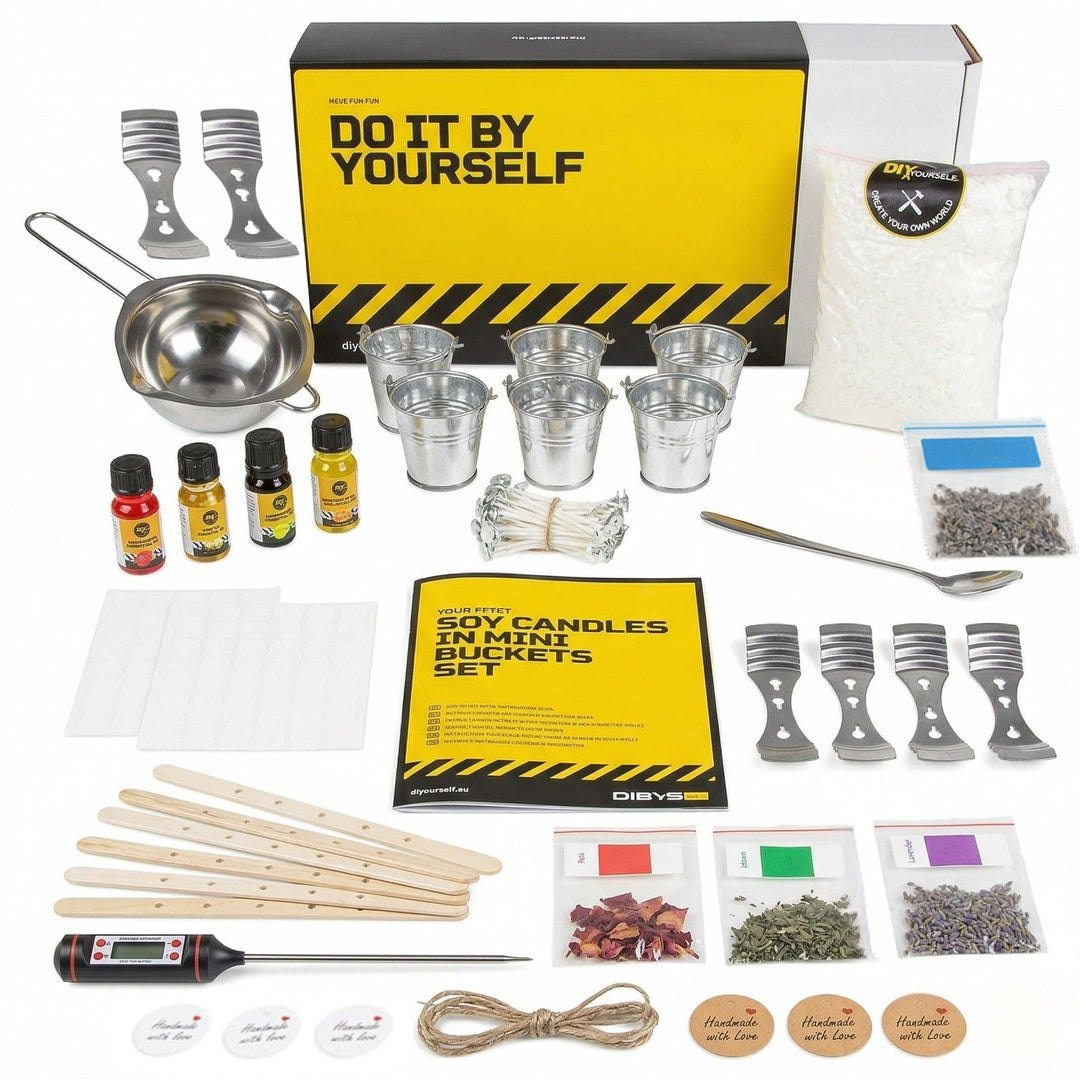 DIBYS Kerzen selber machen Set für Erwachsene | DIY Duftkerzen Set mit Sojawachs | Komplett Set mit