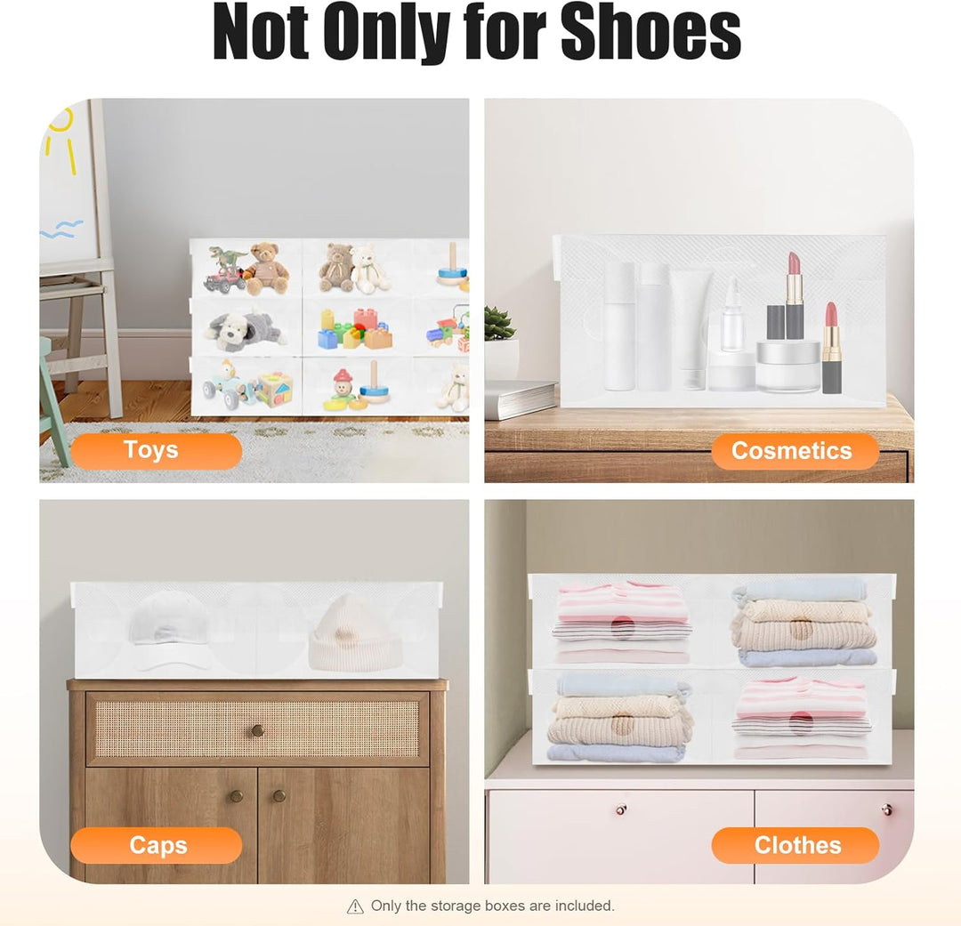 20 er Set Schuhkarton Set Schuhkarton mit Deckel stapelbar transparente Kunststoffbox 28x18x10cm Auf