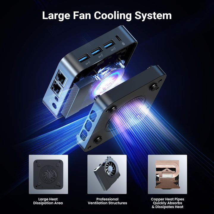 MINIX NEO Z95 Mini PC, Intel 12th Gen N95 (bis zu 3,4 GHz), 8 GB LPDDR5X RAM 256GB NVMe SSD, Dual LA