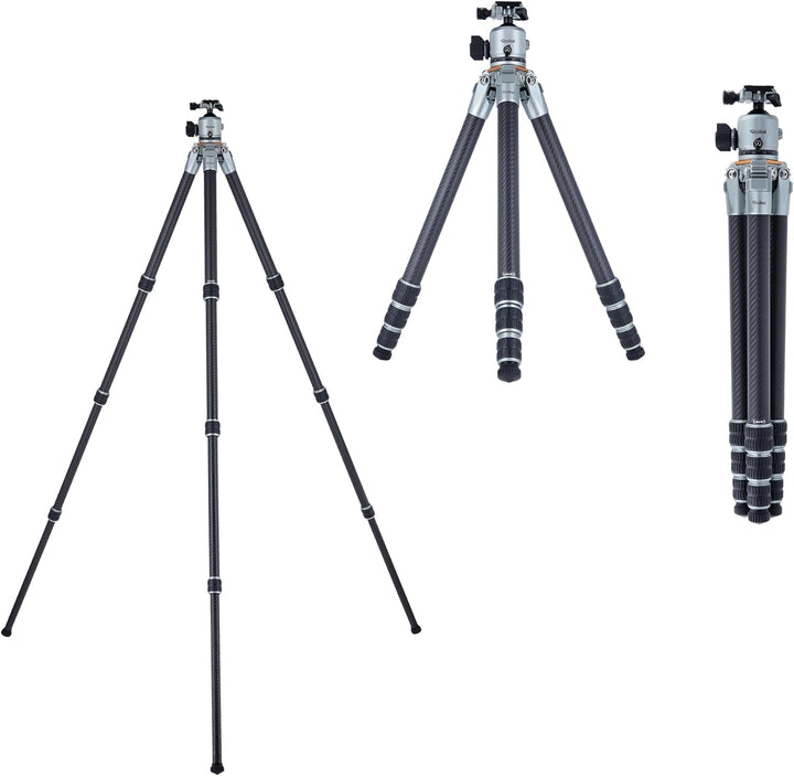 Rollei Lion Rock Pro Carbon-Stativ inkl. Stativkopf – Ultraleicht, Hohe Tragkraft 20 kg, Verstellbar