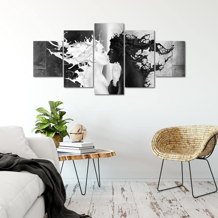 Runa Art - Bilder Milk und Coffee 200 x 100 cm 5 Teilig XXL Wanddekoration Design Schwarz Weiss 0050