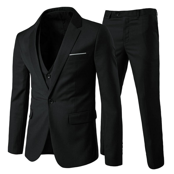 Anzug Herren Slim Fit 3 Teilig Anzüge Herrenanzug Sakko für Hochzeit Business XS Schwarz, XS Schwarz