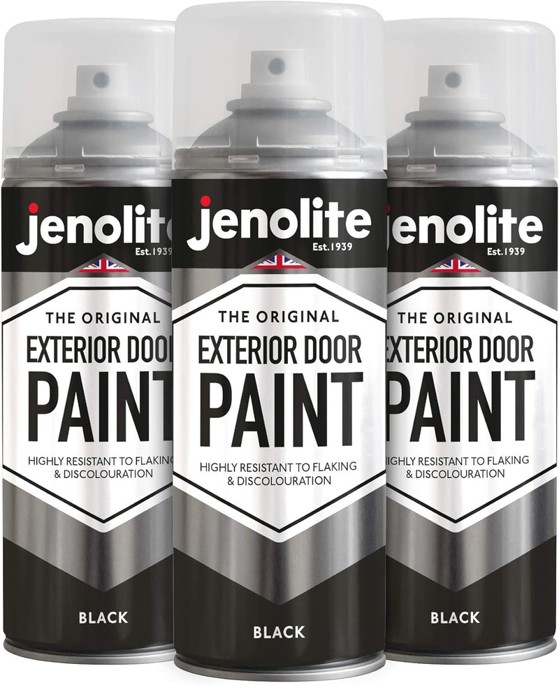 Jenolite Lackspray für Aussentüren, Metall- und Holztüren und Garagentore – Schwarz, 3 x 400 ml (RAL