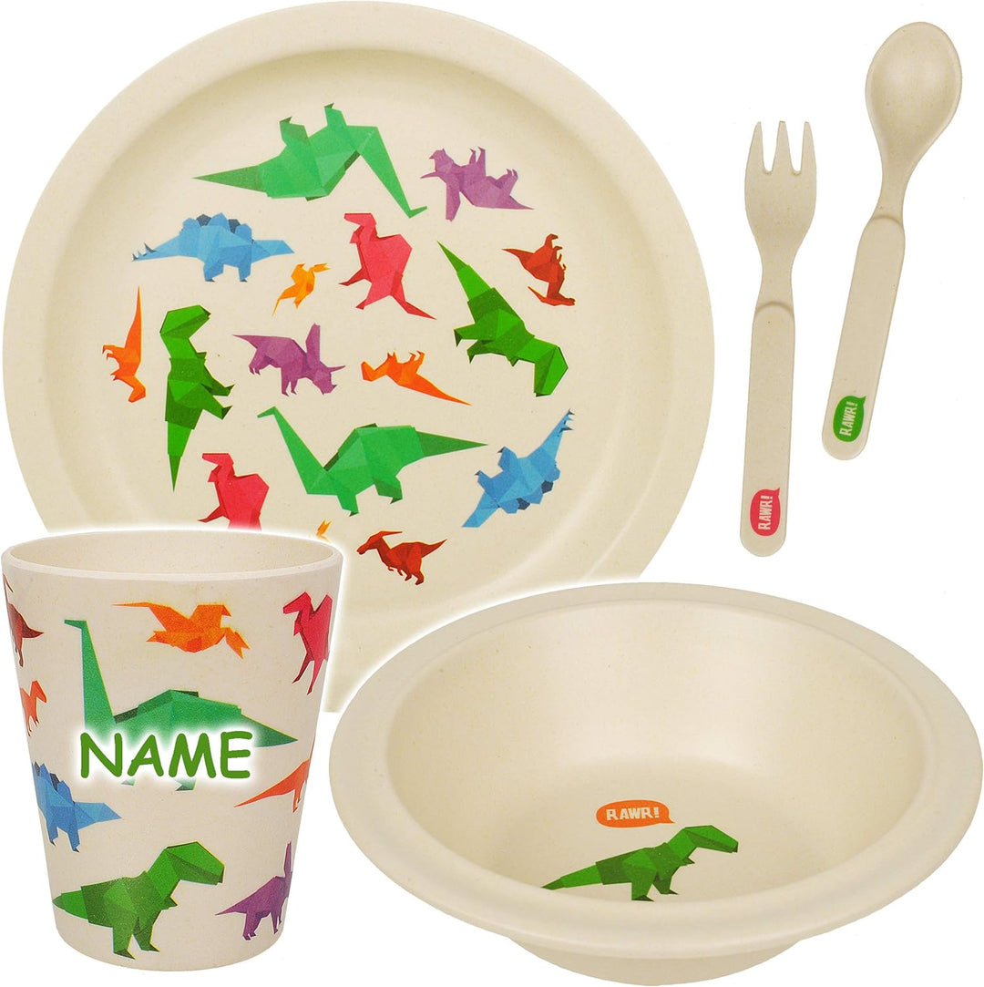 alles-meine.de GmbH 5 TLG. Set - Kunststoff - Geschirrset - Dinosaurier - Dino & T-Rex - BPA frei -