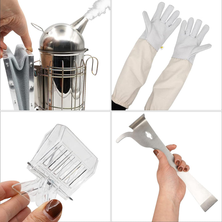 MOGOULUA 15 Stück Imker Werkzeug Set Imker Einsteiger professionelles Set Imkereizubehör Bienenbesen