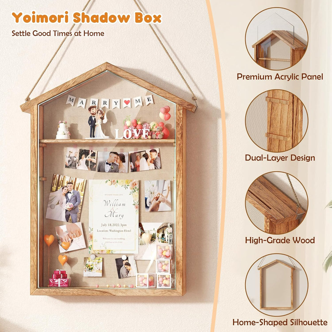 Holz 3D Bilderrahmen zum Befüllen, Grosse Shadow Box, 11x14 Zoll Vitrine Hängend Tiefer Bilderrahmen