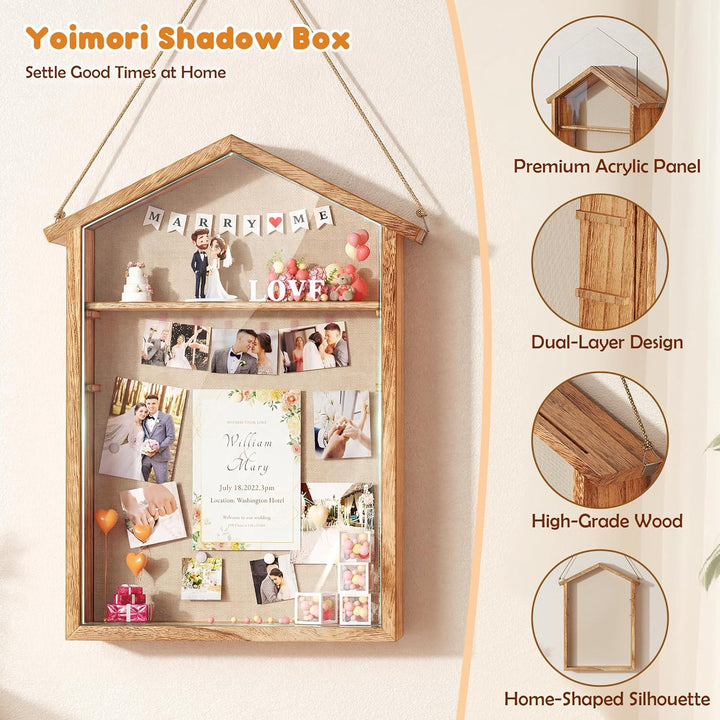 Holz 3D Bilderrahmen zum Befüllen, Grosse Shadow Box, 11x14 Zoll Vitrine Hängend Tiefer Bilderrahmen