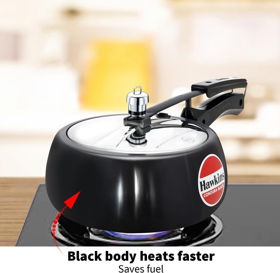 Hawkins CB35 Schnellkochtopf harteloxiert, 3,5 Liter, Contura Schwarz 3.5-Liter, 3.5-Liter