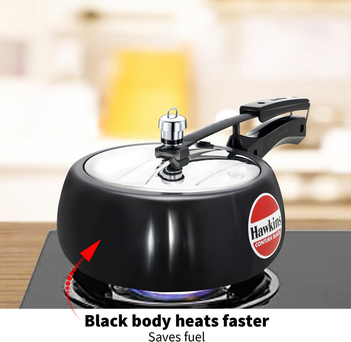 Hawkins CB35 Schnellkochtopf harteloxiert, 3,5 Liter, Contura Schwarz 3.5-Liter, 3.5-Liter
