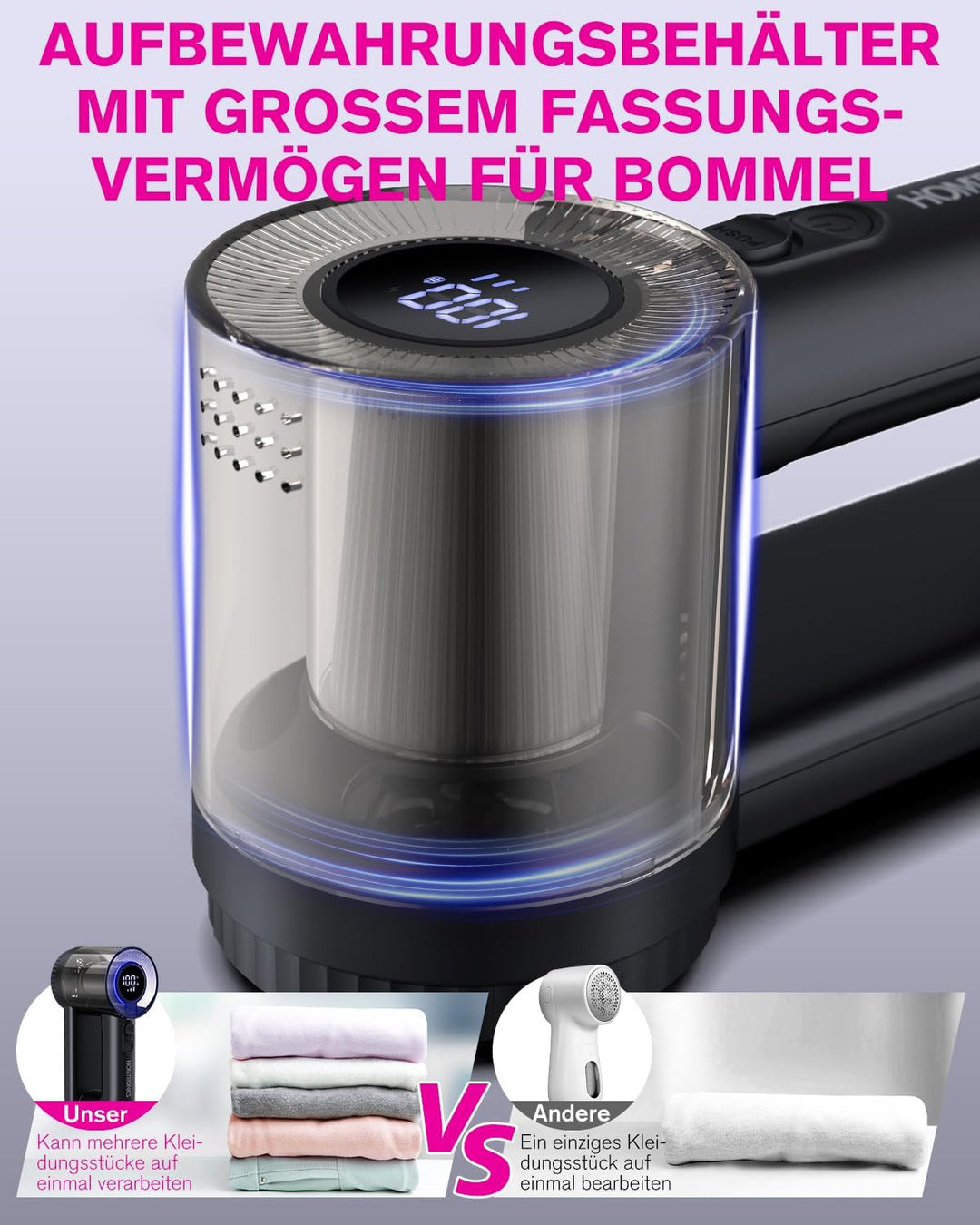 Fusselrasierer Elektrisch, [USB Aufladung] Homtronics Fusselentferner für Kleidungsstücke, LED-Anzei