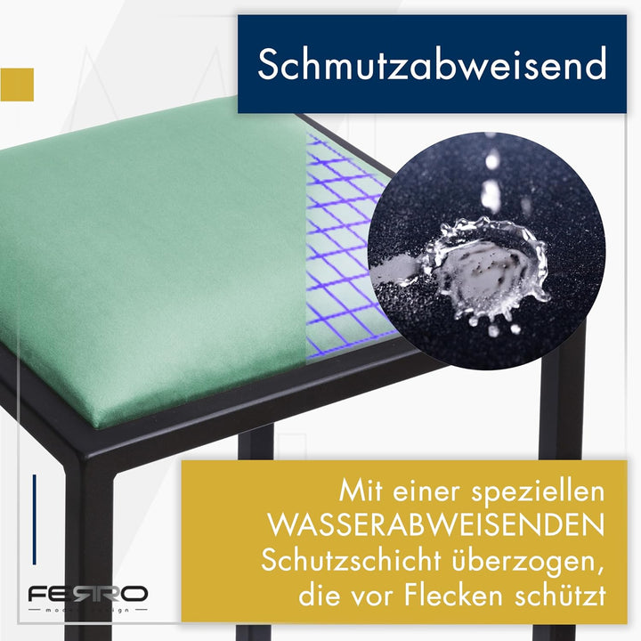 FERRO modern design Barhocker Schwarz ohne Lehne 64 cm - Metal Barstuhl mit Gepolstertem Sitz - Loft