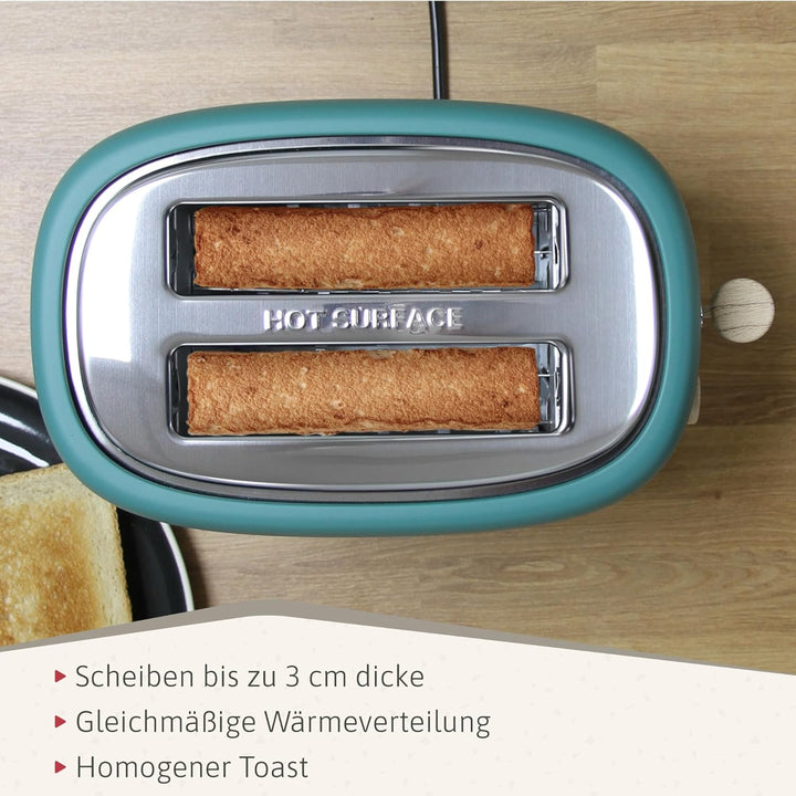 briebe Nordic Set Toaster 2 Scheiben Breite Schlitze mit Brötchenaufsatz, 6 Toast Stufen + Wasserkoc