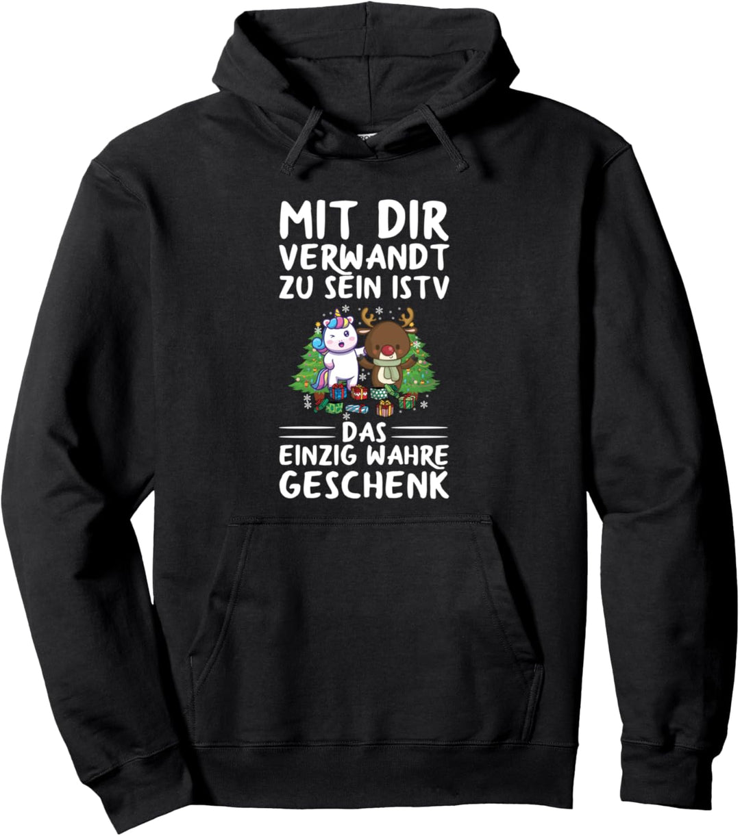 Weihnachten Familie Mit Dir Verwandt Zu Sein Einhorn Rentier Pullover Hoodie